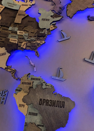 Multilayer world LED RGB map color Mamory 150x90 cm (59*35 in)