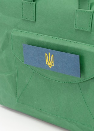 URSA Bag for Laptop Macbook 13" with removable Pin "Coat of Arms of Ukraine" - Green Color2 photo