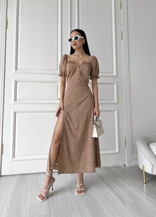Ambi summer dress in coffee color6 photo