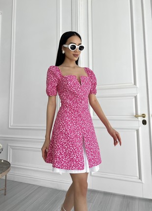 Summer dress Malu in crimson color with a print4 photo