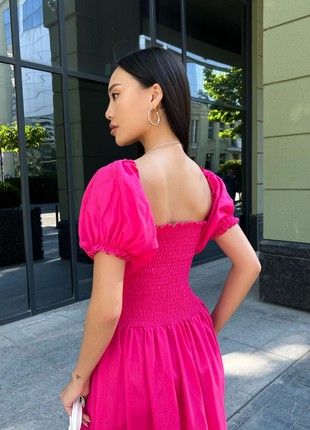 Mona linen summer dress in crimson color5 photo