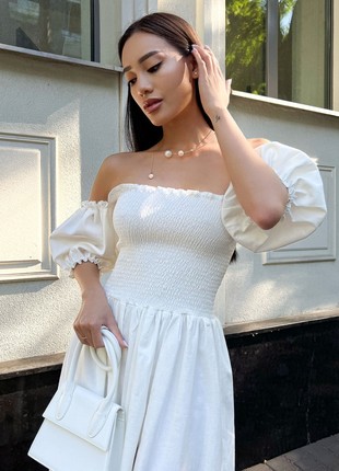 Mona linen summer dress in white color2 photo