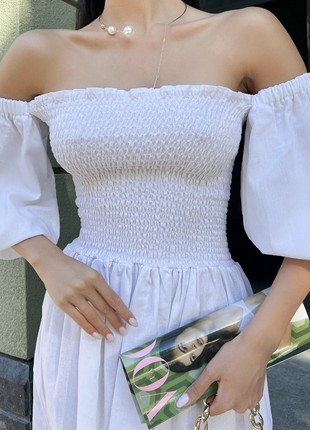 Ilona linen summer dress in white color3 photo