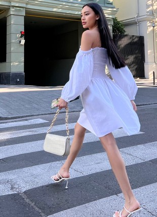 Ilona linen summer dress in white color