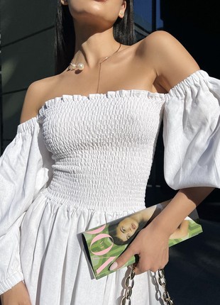 Ilona linen summer dress in white color5 photo