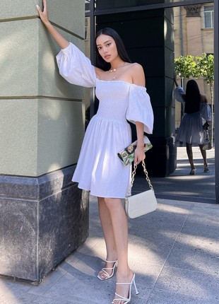 Ilona linen summer dress in white color7 photo