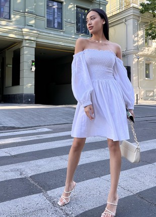 Ilona linen summer dress in white color6 photo