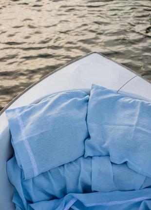 Linen bedding set with cotton lace "cote d'azur". Provence collection.1 photo