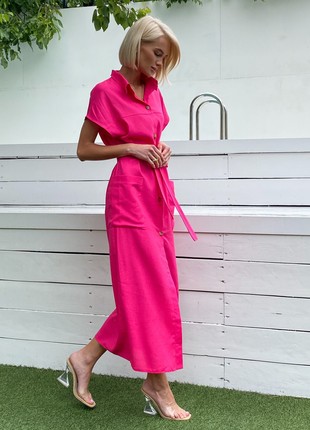 Arvi linen summer dress in crimson color3 photo