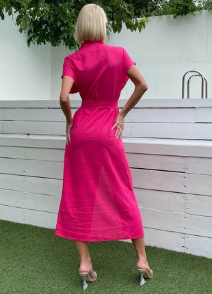 Arvi linen summer dress in crimson color6 photo