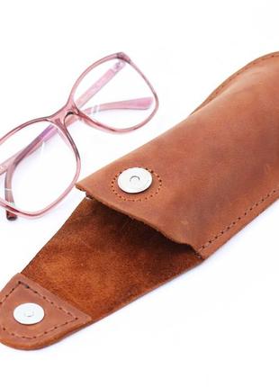 Handmade leather reading glasses case with magnetic closure7 photo