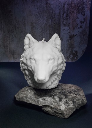 Large Wolf Head Candle