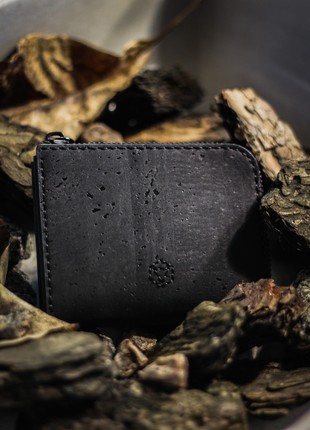 Natural cork Castle Lite wallet in black color2 photo