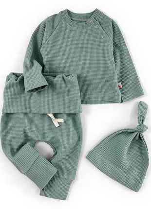 Baby waffle 3pieces set in dark mint color Tunes1 photo