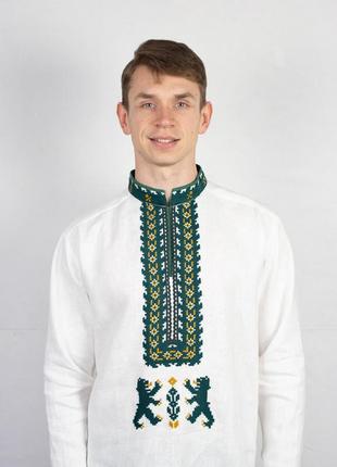 Men's embroidered shirt with bears"Lvivska"