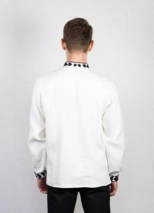 Men's embroidered shirt white linen5 photo