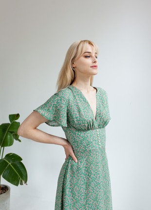 Green floral print dress4 photo