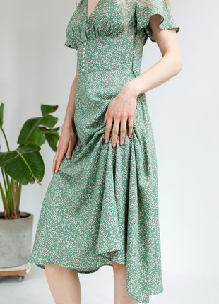 Green floral print dress2 photo