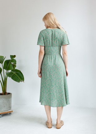 Green floral print dress5 photo