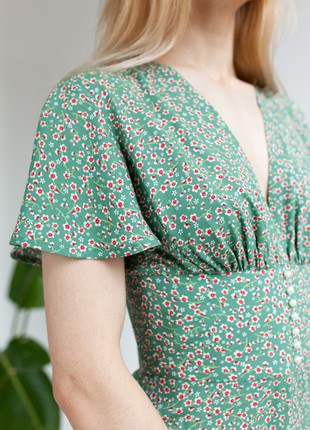 Green floral print dress7 photo