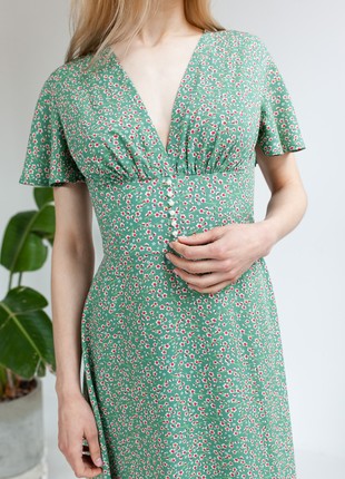 Green floral print dress6 photo