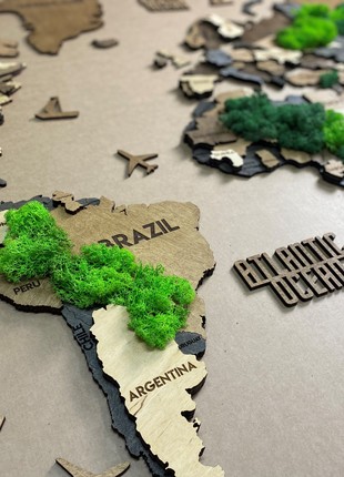 Multilayer world map color Soulmar Moss 150x90 cm (59*35 in)