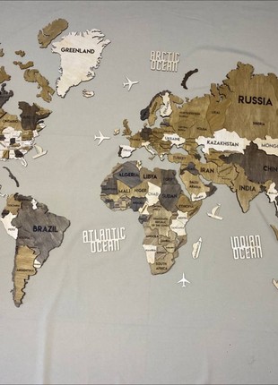 Multilayer world map color Dublin 300x175 cm (118*70 in)