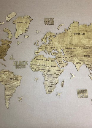 Single-layer world map color Nut 120x70 cm (47*27.5 in)