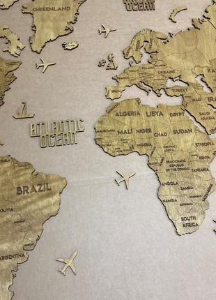 Single-layer world map color Nut 170x100 cm (67*39 in)