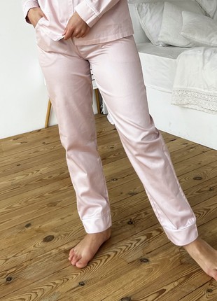 Women's pajama pants COZY made of satin Pearl dust powder SP100/22 photo
