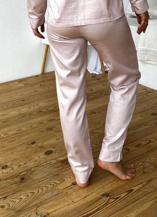 Women's pajama pants COZY made of satin Pearl dust powder SP100/23 photo