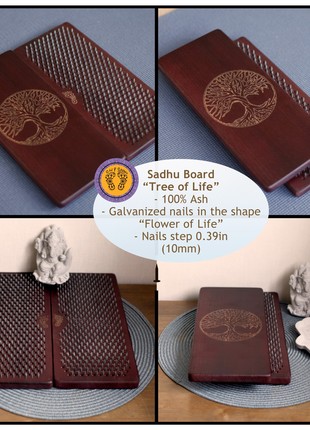 Sadhu Board Oh! SADHU for Yoga Meditation from 100% Natural Ash Wood, Step 10mm, "Tree of Life"3 photo