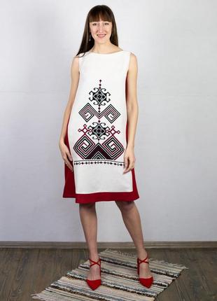 Linen dress with hard-embroidery 'Berehynia'