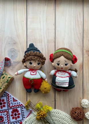 Set of 2 Ukrainian crochet doll, Ukrainian Cossack10 photo