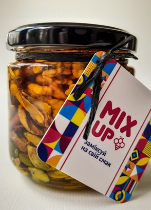 Honey with nuts, dried fruits and seeds: pumpkin seeds, apple, walnut MIXUP, 240 grams