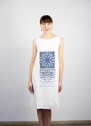 Linen dress with hard-embroidery zirka3 photo