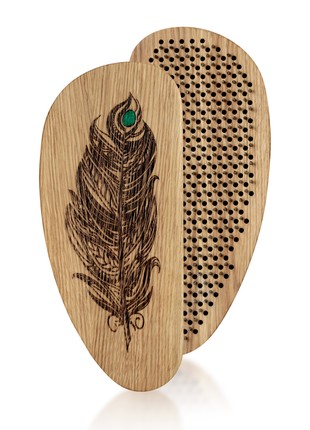 Sadhu Board from 100% Oak Wood for Yoga Meditation, step 10mm, Emerald Feather1 photo