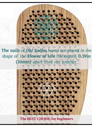 Sadhu Board from 100% Oak Wood for Yoga Meditation, step 10mm, Emerald Feather5 photo