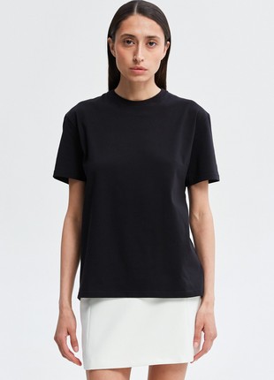 Black basic cotton T-shirt2 photo