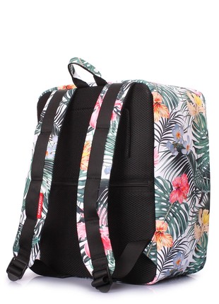 The backpack for carry-on luggage POOLPARTY Airport airport-tropic 40 x 30 x 20 cm Wizz Air with a tropical print3 photo