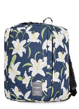 The backpack for carry-on luggage POOLPARTY Airport airport-lily 40 x 30 x 20 cm Wizz Air with lilies2 photo