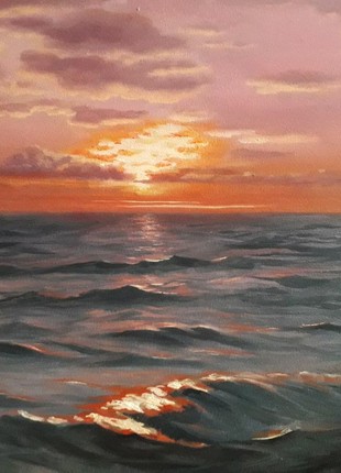 Evening sea. Oil painting