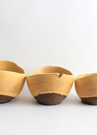 Wooden bowls set of 3 for fruits, salad handmade5 photo