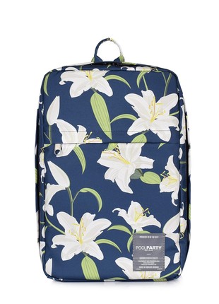 The backpack for carry-on luggage POOLPARTY Hub hub-lily 40 x 25 x 20 cm Ryanair / Wizz Air with lilies1 photo