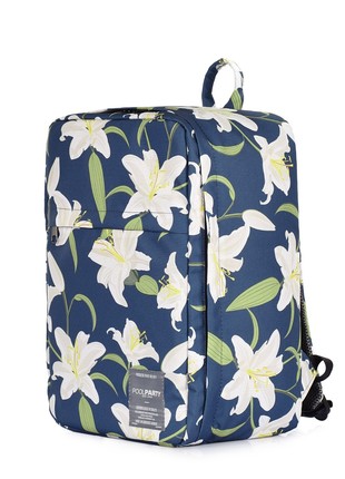 The backpack for carry-on luggage POOLPARTY Hub hub-lily 40 x 25 x 20 cm Ryanair / Wizz Air with lilies2 photo