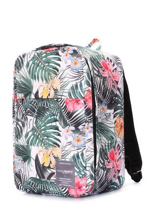 The backpack for carry-on luggage POOLPARTY Hub hub-tropic 40 x 25 x 20 cm Ryanair / Wizz Air with a tropical print2 photo
