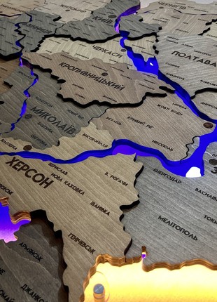 Detailed multilayer Ukraine LED map with backlighting of rivers color Helsinki 250x167 cm (98.4*65.7 inch)3 photo