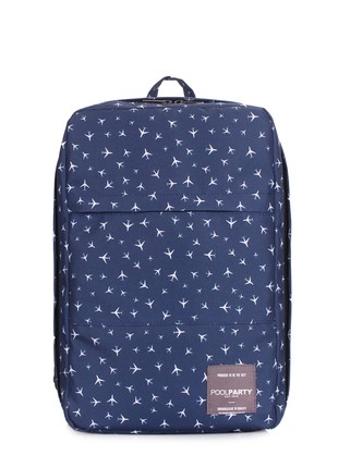 The backpack for carry-on luggage POOLPARTY Hub hub-planes-darkblue 40 x 25 x 20 cm Ryanair / Wizz Air with airplanes1 photo