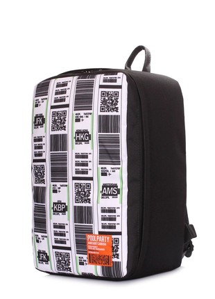 The backpack for carry-on luggage POOLPARTY Hub hub-checkintag 40 x 25 x 20 cm Ryanair / Wizz Air black and white2 photo