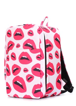 The backpack for carry-on luggage POOLPARTY Hub hub-lips-white 40 x 25 x 20 cm Ryanair / Wizz Air with lips2 photo